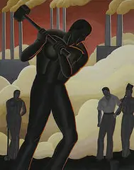 Marjorie Dohrs, untitled (Foundry Laborers), 1934, gouache on illustration board