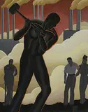 Marjorie Dohrs, untitled (Foundry Laborers), 1934, gouache on illustration board