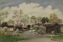 untitled (Farm Scene) by Adolf Dehn, 1942, watercolor on paper, sold Nov 2003