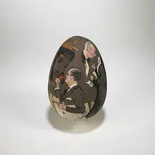 Ostrich egg by Georges Schreiber, c. 1946, painted ostrich egg, sold Nov 2003