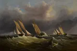 Arthur Wellington Fowles, Yachting on the Solent, oil on canvas