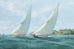 Michael James Whitehand, Britannia racing Vigilant, oil on canvas