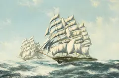 John Bentham-Dinsdale, The Great Tea Race of 1872, The Cutty Sark and Thermopylae, oil on canvas