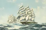 John Bentham-Dinsdale, The Great Tea Race of 1872, The Cutty Sark and Thermopylae, oil on canvas