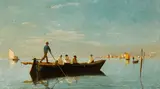Guglielmo Ciardi, A Venetian lagoon, oil on canvas