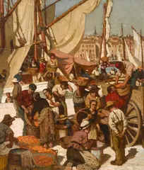 Emile Troncy, Marche a Marseille, oil on board