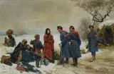 Auguste Bachelin, The Fugitives - Frontière de Suisse, oil on canvas