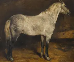 Rosa Bonheur, A dapple grey horse, oil on paper laid down to canvas