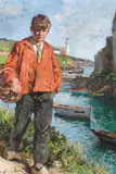 Marie Lucas Robiquet, Un jeune pecheur a Doulan, oil on canvas