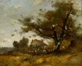 Paul Désiré Trouillebert, Figures outside a coastal cottage