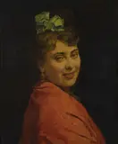 Raimundo de Madrazo Y Garretta, A portait of a lady with a red shawl