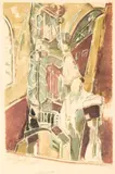 Michel Kikoine, In the Synagogue, 1920s, Lithograph in colors, on wove paper