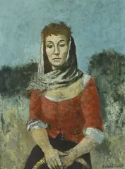 Roland Oudot, Paysanne au foulard, oil on canvas