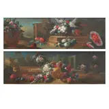 Neopolitan School, Still lives with flowers and fruit (a pair), both oil on canvas