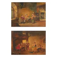 Paul Vogler, Cavaliers dans une taverne (a pair), both oil on canvas