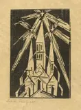 Lyonel Feininger, Kathedrale, 1919, Holzschnitt auf gelblichem Seidenpapier