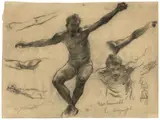 Lovis Corinth, Studie zur „Kreuzabnahme, Um 1906, Kreide und Bleistift auf Velin (Prägestempel: Universal)
