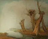 Franz Lenk, Weiden am Wasser, 1937, Öl und Eitempera auf Leinwand auf Hartfaser