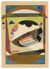 Ohne Titel (Künstlerpostkarte an Felix Klee) by Hans Reichel, 1926, Aquarell, Deckweiß, Tusche und Collage auf Papier, sold Jun 2018