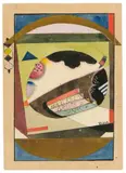 Hans Reichel, Ohne Titel (Künstlerpostkarte an Felix Klee), 1926, Aquarell, Deckweiß, Tusche und Collage auf Papier