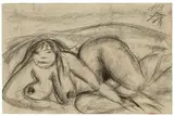 Otto Dix, Liegender weiblicher Akt, 1913, Kreide auf Papier