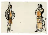 Theaterblatt. Paul Wegener als Holofernes by Emil Nolde, 1910, Aquarell und Tuschpinsel auf dünnem Japanbütten, sold Jun 2017