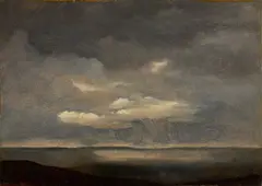 Théodore Gudin, Regenwolken über dem Meer, Öl auf Bütten auf Leinwand