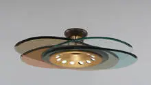 Piero Raimondi, Hanging lamp, 1953, Moulded and ground crystals with brass fixture