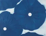 Four Blue Flowers May 19 1999 by Donald Sultan, 1999, Woodcut printed in blue tones, sold Jun 2008