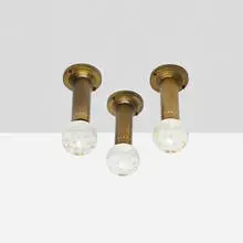 attribution Gino Sarfatti, ceiling fixtures, set of three, c. 1965, glass, brass