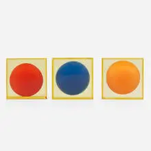 Cubo, set of three by Enzo Mari, 1960, resin, sold Mar 2020