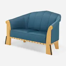 settee by Michael Graves, 1980, bird's-eye maple, ebonized wood, upholstery, sold Mar 2020