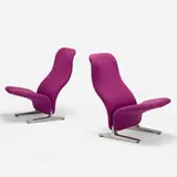 Pierre Paulin, Concorde chairs, pair, upholstery over foam and steel, aluminum