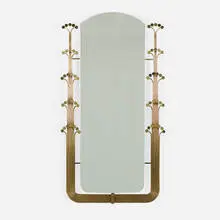 mirror by C. Jeré, 1977, brass-plated steel, mirrored glass, sold Mar 2020