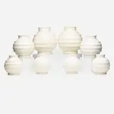 Keith Murray, vases, set of eight, 1933-40, Moonstone glazed earthenware