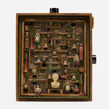 Tilting Board (Construction #7) by Barry Cohen, 1988, mixed media construction, sold Mar 2020