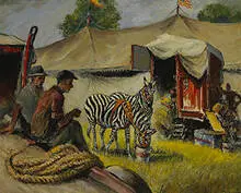 Walter Krawiec, Zebras, oil on canvas