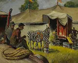 Walter Krawiec, Zebras, oil on canvas