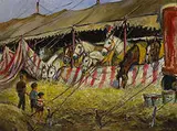 Walter Krawiec, untitled (Circus Horse Stable), oil on board