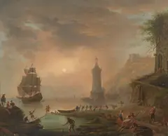 Joseph Vernet, An active Mediterranean port, oil on canvas