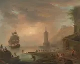 Joseph Vernet, An active Mediterranean port, oil on canvas