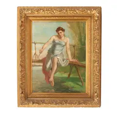 Edgar Meyer, Fishing off a bridge, oil on canvas