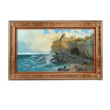 R. Turner, A coastal outcrop with crashing waves, oil on canvas