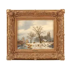 Wouter Janssen, A frozen winter landscape with figures, oil on canvas