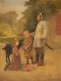 Charles Bertrand d'Entraygues, Collecting flowers, oil on canvas