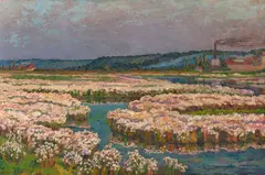 Eugène Delestre, A flowering spring landscape, oil on canvas