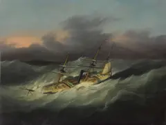 Joseph Heard, The U.S. Steam Frigate Mississippi in a typhoon, oil on canvas