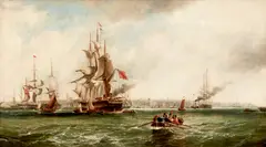 George Chambers, Shipping in the Mersey, Liverpool, oil on canvas