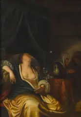 Frans van Mieris the Elder, A reclining woman in an interior, oil on panel