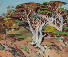 John O'Shea, Cypress Trees, oil on canvas